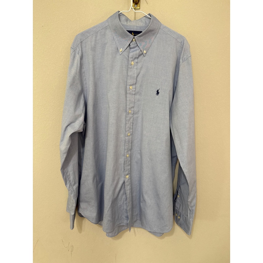 Ralph Lauren Long Sleeve Button Down  Shirt Mens‎ 17 36/37 Light Blue Pony